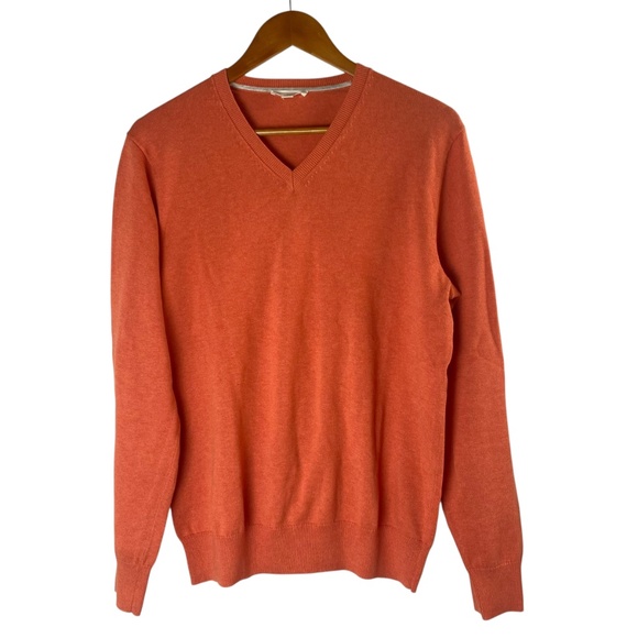 Lot 2 GAP Knit Cotton V-Neck Sweater in Size M Orange Heather and Burgundy - Picture 6 of 9